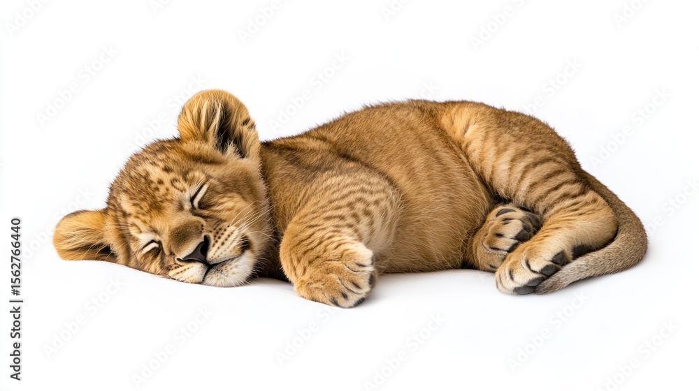 Obraz premium Cute lion cub sleeping