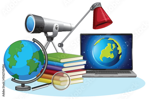 Educational Tools and Technology Vector Illustration