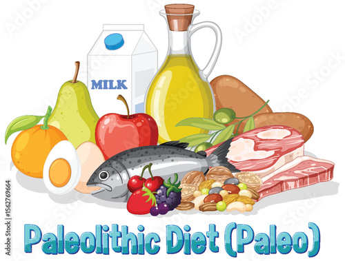 Colorful Paleo Diet Food Illustration
