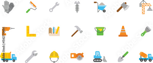 Icon collection of Construction Tools and Equipment