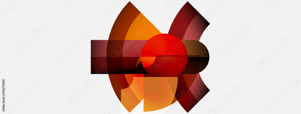 Abstract design features overlapping orange, red shapes. Central sphere provides focal point, creating dynamic composition. Abstract design features overlapping orange, red shapes. Central sphere provides focal point, creating dynamic composition.