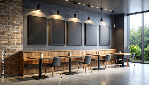 Fast Food Menu Board Mockup on Wall with High Contrast Lighting, Bold and Clear Presentation