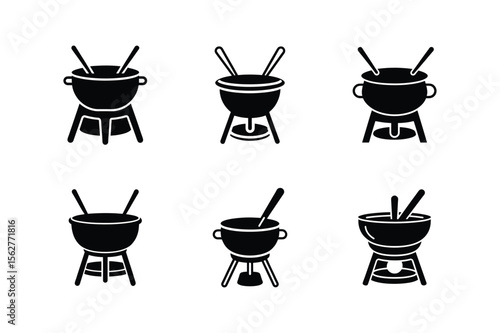 fondue pot silhouette vector illustration