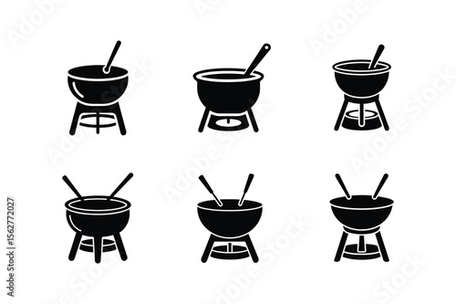 fondue pot icon silhouette vector illustration