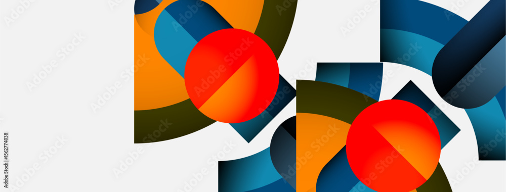Abstract geometric composition. Orange, blue shapes overlap creating dynamic visual effect. Minimalist design, modern aesthetic. Abstract geometric composition. Orange, blue shapes overlap creating dynamic visual effect. Minimalist design, modern aesthetic.