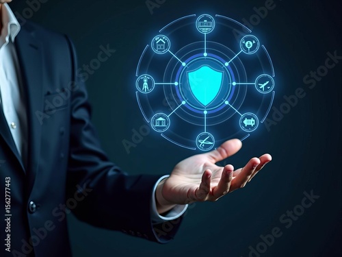 Wallpaper Mural Cybersecurity protection and digital data security concept with businessman holding virtual shield network interface Torontodigital.ca