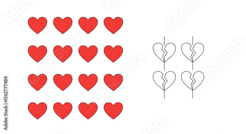 Visualizing the impact of broken hearts on a collection of healthy hearts