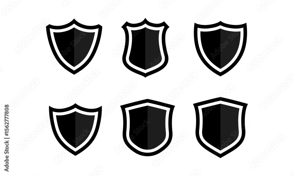 Collection of shield silhouettes vector Collection of shield silhouettes vector