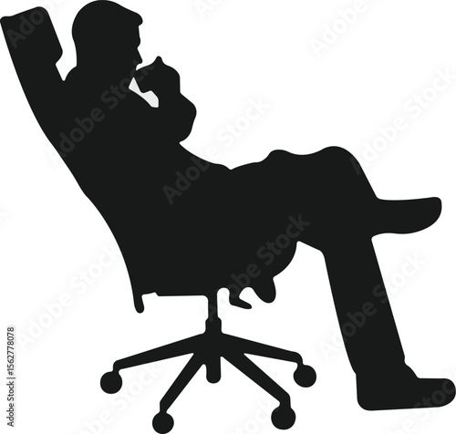 businessman vector corporate leader seated in workplace environment silhouette black design