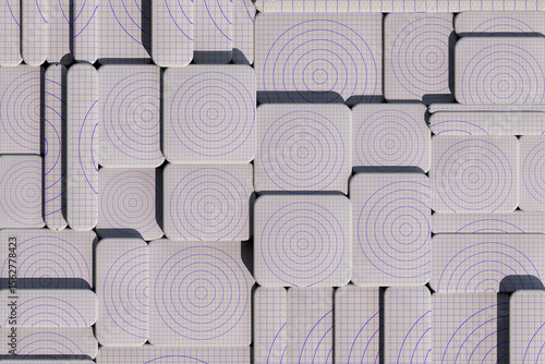  3D render of textured concentric tiles with soft shading