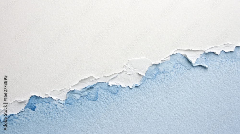 Obraz premium Torn Paper with Blue Watercolor Wash.