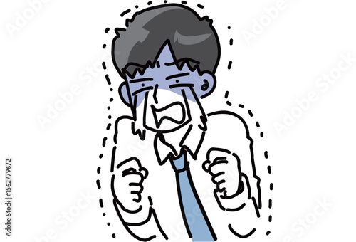 絶望して青ざめ大泣きする若手男性会社員のベクターイラスト