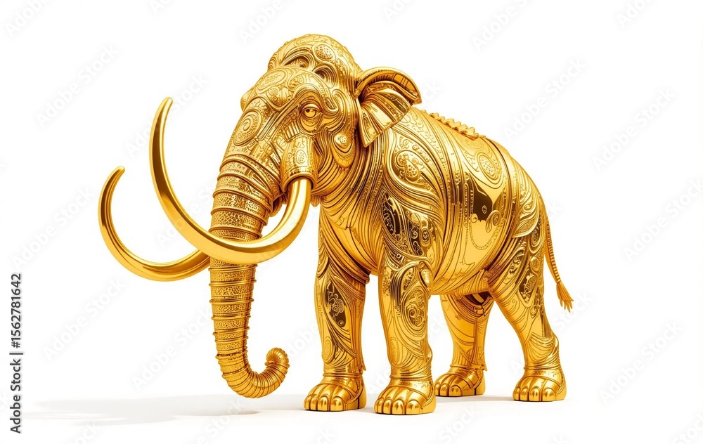 Fototapeta premium Gold Mammoth, Animal, Banner Texture Advertising Poster