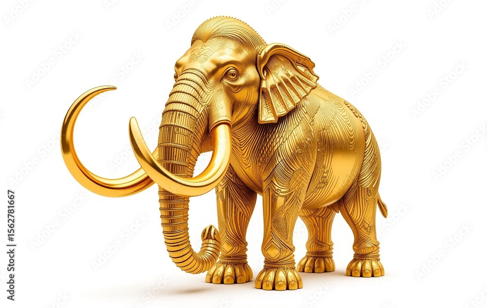 Obraz premium Gold Mammoth, Animal, Banner Texture Advertising Poster