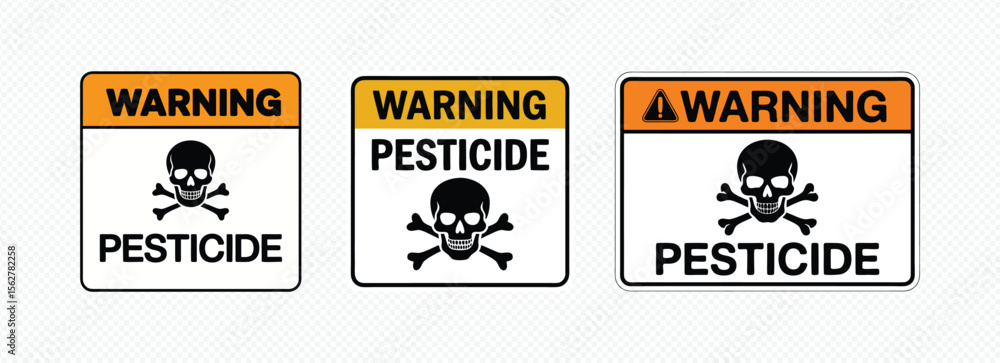 Obraz premium Warning Pesticide Signs - Skull and Crossbones Hazard Labels