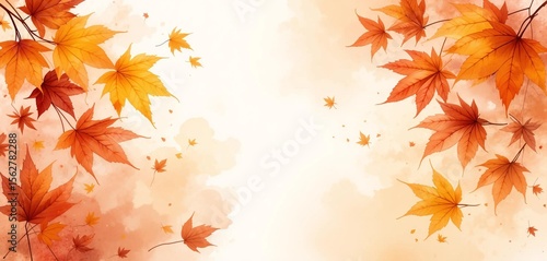 Autumn Maple Template, Autumn Background Image, Plant, Nature, Banner Texture Advertising Poster