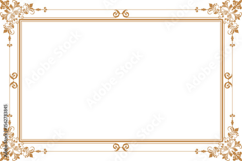Wallpaper Mural Elements of ornate vintage frames. Border gold on white classic calligraphy swirls, floral motifs. Design print for greeting cards, wedding invitations, restaurant menu, royal certificates. Set 444 Torontodigital.ca