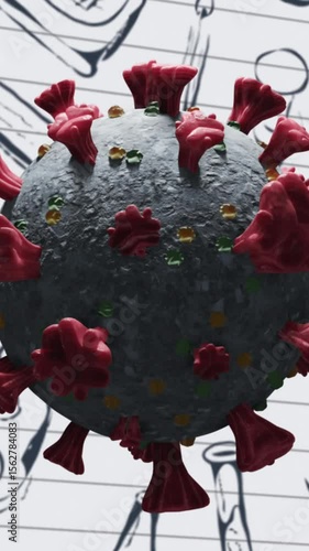 Wallpaper Mural Covid-19 cells against school concepts icons on white lined paper Torontodigital.ca