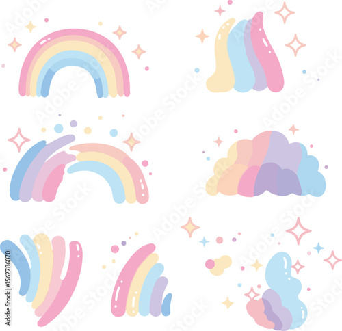 Illustration of bright rainbow sky