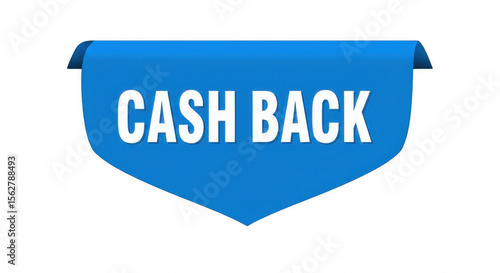 Blue Cash Back Banner Ribbon Icon Isolated on Transparent PNG Background