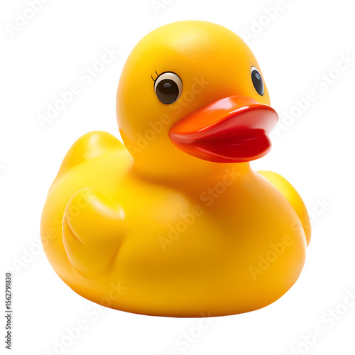 Yellow rubber duck isolated on transparent background