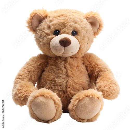 Sitting teddy bear plush toy isolated on transparent background
