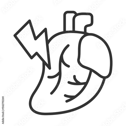 Heart Attack Icon Outline Style. Vector Illustration Design