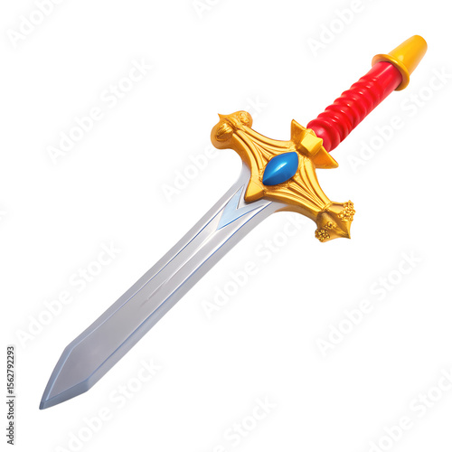 Plastic toy sword isolated on transparent background