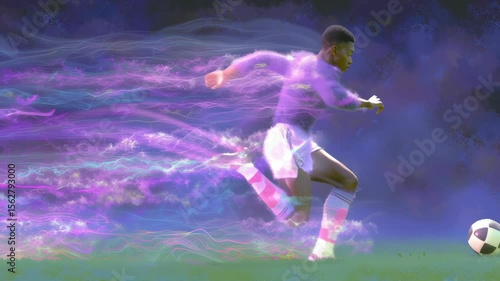 Wallpaper Mural Dynamic soccer player in motion with colorful effects. Torontodigital.ca