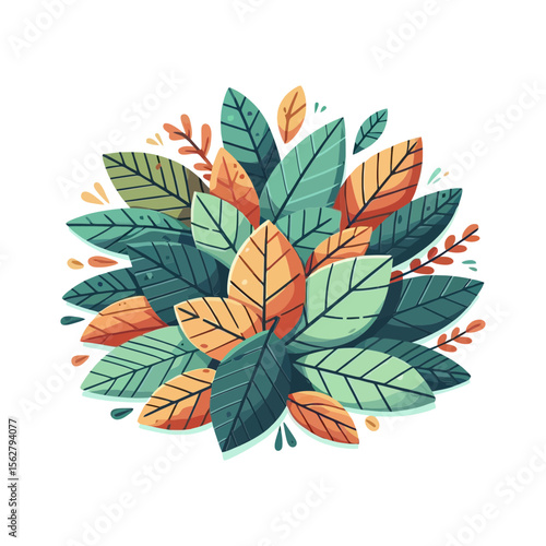 A stylized cluster of green and orange leaves with small accent foliage, perfect for nature-themed blogs, environmental content, or organic product branding.

