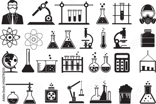 Science and Chemistry Laboratory Equipment Icons