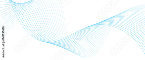 Vector abstract blue line wave curve lines with blend effect background with flowing particles future technology concept
