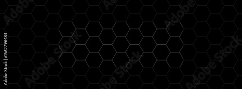 Black Hexagonal Grid Pattern Wallpaper with Subtle 3D Depth Effect