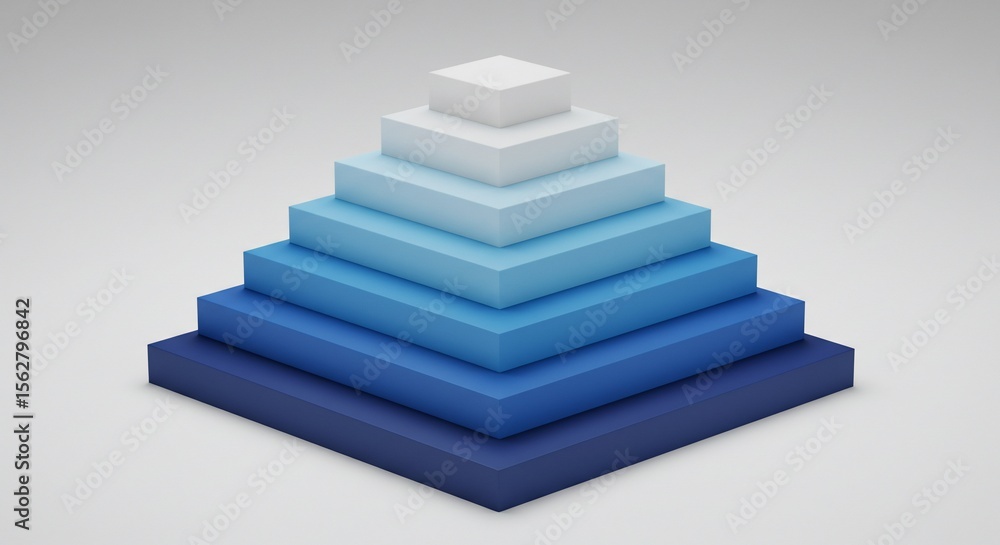 Blue & White Layered Pyramid Graphic Illustration Blue & White Layered Pyramid Graphic Illustration