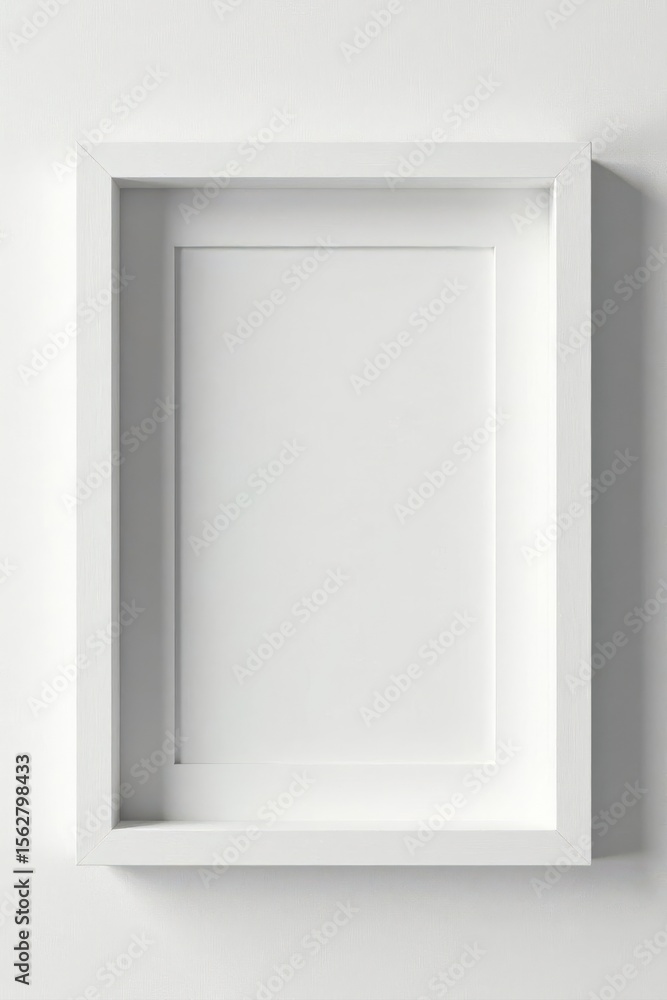 Crisp white square frame with subtle shadow, matted detail , art, photo display Crisp white square frame with subtle shadow, matted detail , art, photo display
