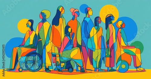 Inclusive diversity with ethnicity, races and cultures outline concept. Equality and unity for all society without discrimination or prejudice vector illustration. Disabled and handicapped integration