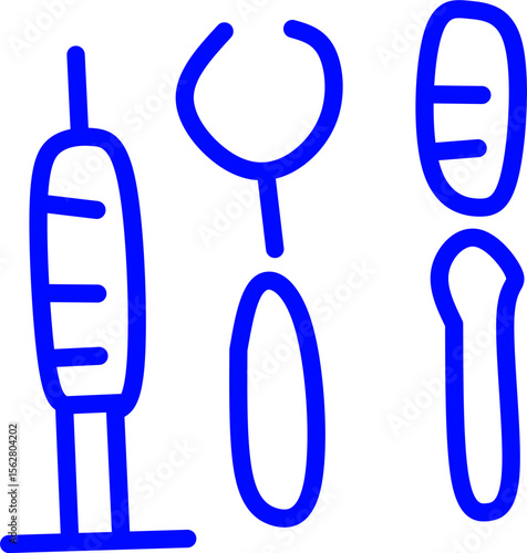 blue line icon dental care inside circle. Blue line icon with medical and healthcare inside circle