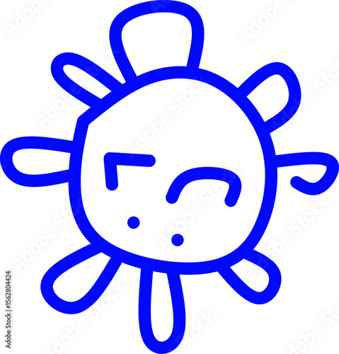blue line icon bacteria inside circle. Blue line icon with medical and healthcare inside circle