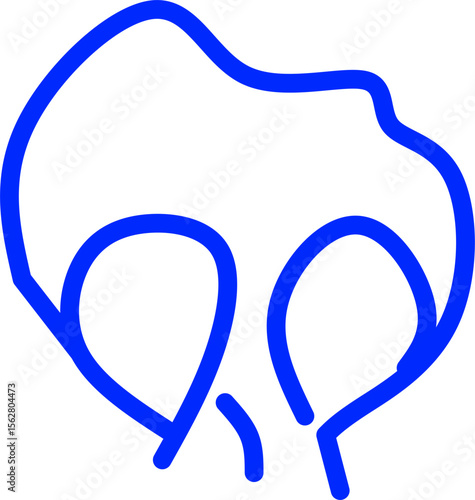 blue line icon skull inside circle. Blue line icon with medical and healthcare inside circle