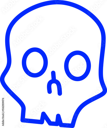 blue line icon A skull circle. Blue line icon with medical and healthcare inside circle