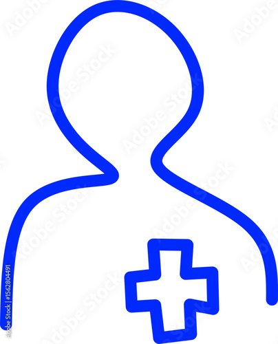 blue line icon probhibittd inside circle. Blue line icon with medical and healthcare inside circle