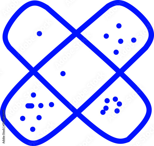 blue line icon Adhesive plaster inside circle. Blue line icon with medical and healthcare inside circle