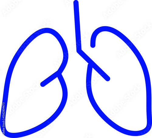 blue line icon lungs inside circle. Blue line icon with medical and healthcare inside circle