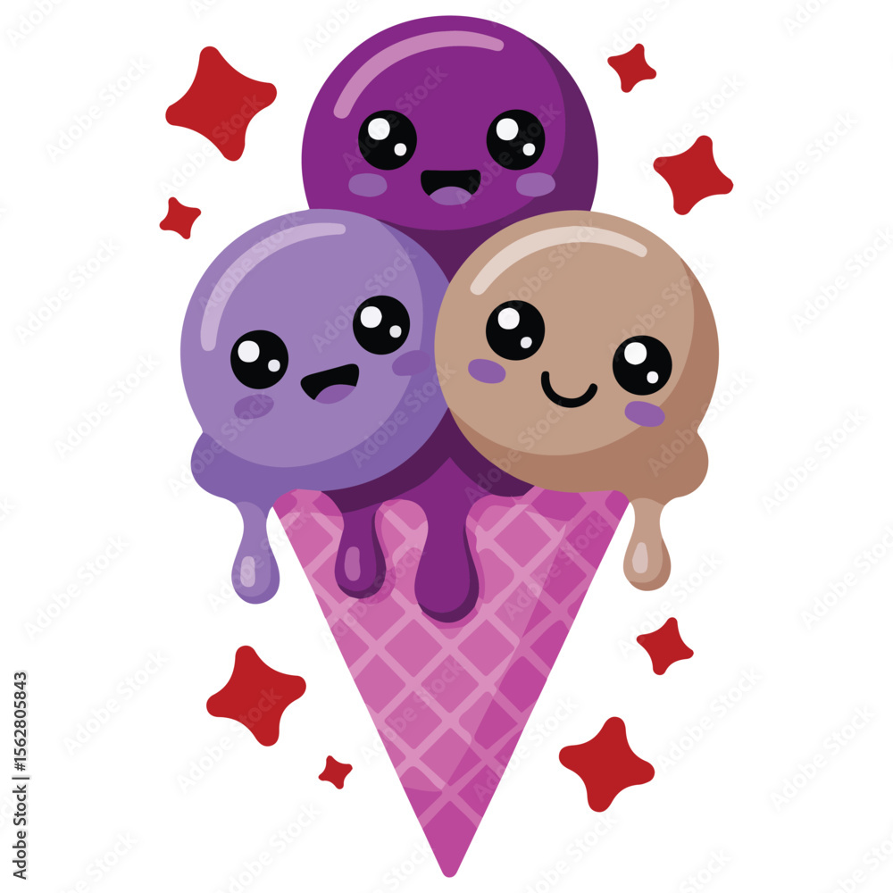 Obraz premium Funny dessert mascot vector isolated white