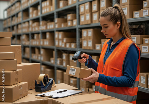 Warehouse stocker scanning a barcode on a box