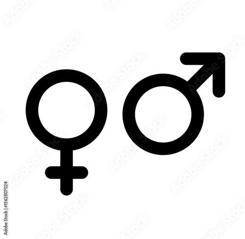 Vector of male and female symbols or masculinity and femininity with rounded edges