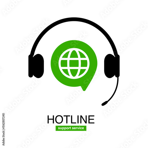 Call Center Vector Icon. Support Hotline graphic on transparent background.