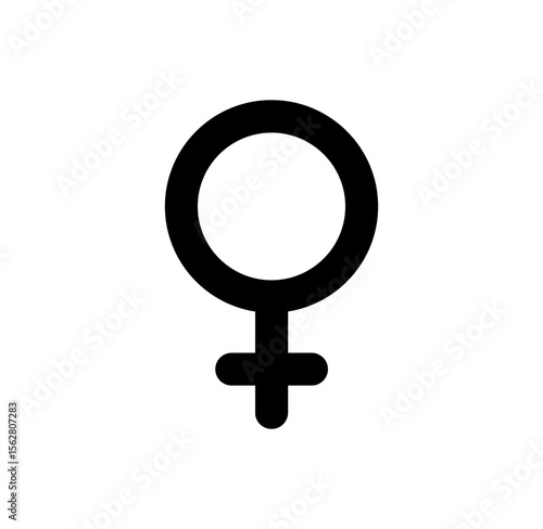 Simple and minimalist icon of a sign or symbol of femininity or woman with rounded edges.