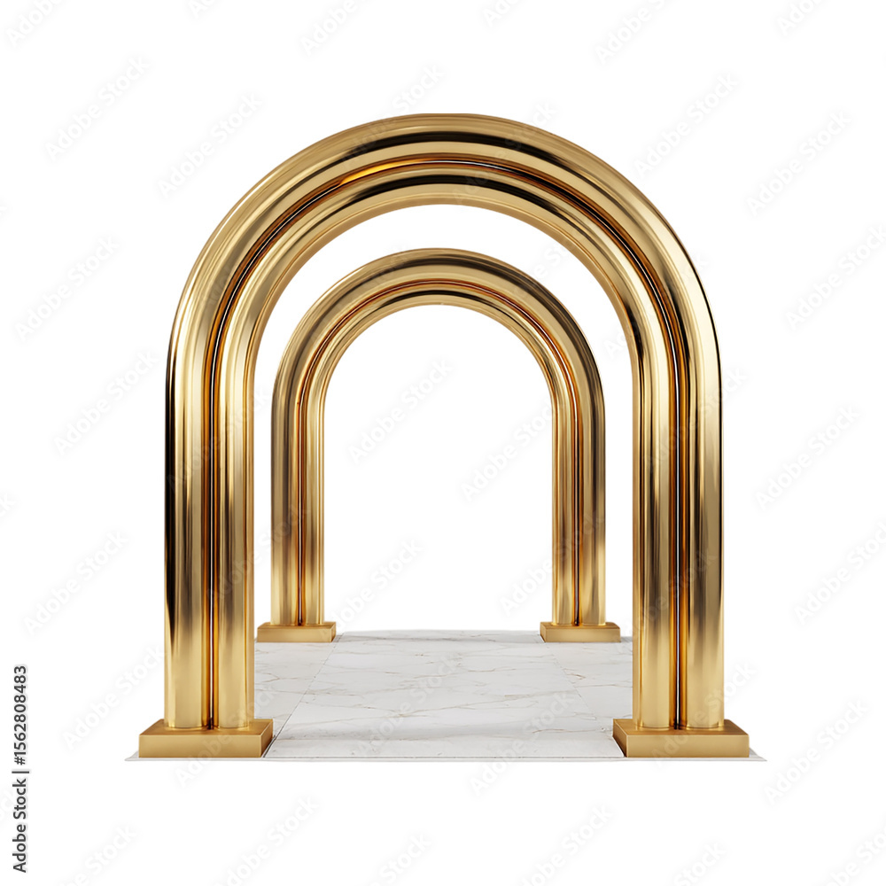 Fototapeta premium A gold archwayi on transparent background