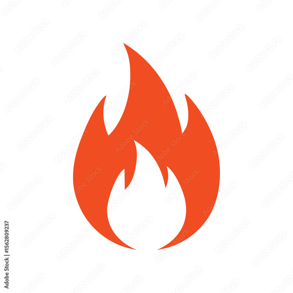 Vector fire icon with a red flame design, a hot symbol of danger and energy fire symbol sign icon vector illustration on white background red color Vector fire icon with a red flame design, a hot symbol of danger and energy fire symbol sign icon vector illustration on white background red color